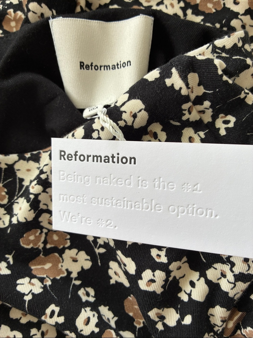 Reformation Anthropologie Dress "Yves" Black/ White Cocoa Florals NWT Medium - Picture 7 of 7